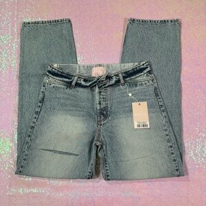 light blue revice ripped jeans with fold-over waist